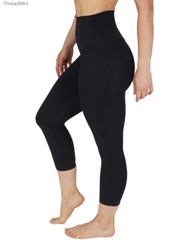 High Waist Squat Proof Yoga Capri Leggings With Side Pockets